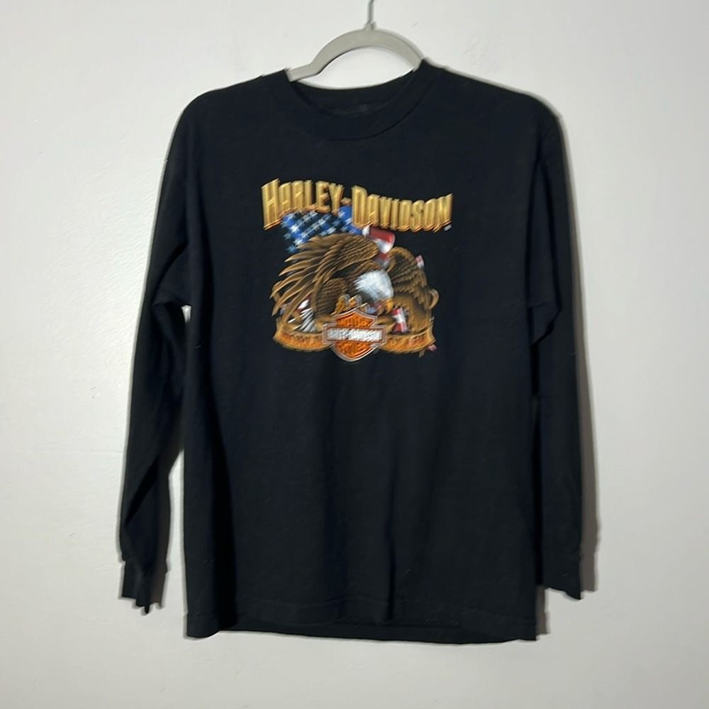 Harley Davidson Boys XL Long Sleeve Black T Shirt Tioga County PA Biker Moto